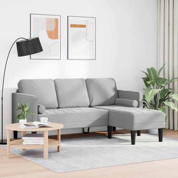 vidaXL Sofa Set Light Grey 68.11 x 51.57 x 26.38 in Polyester