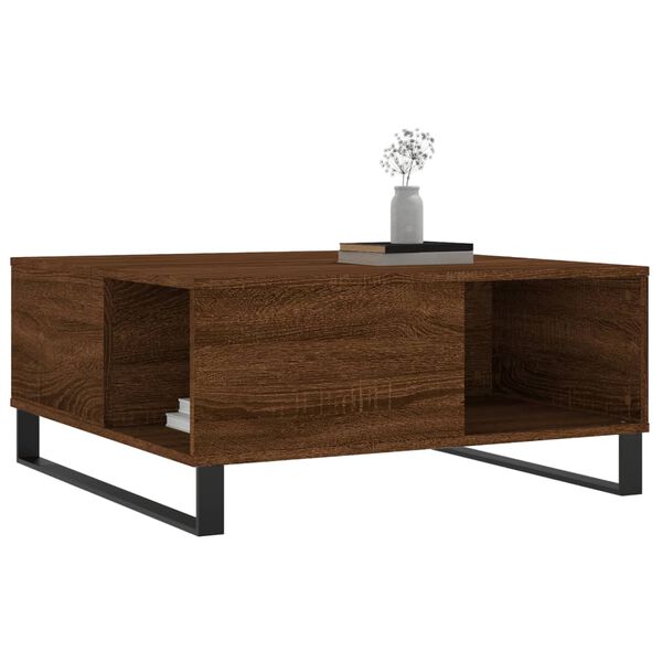 vidaXL Coffee Table Brown Oak Engineered Wood, Metal Medium Coffee Table