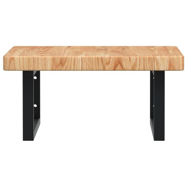 vidaXL Basin Shelf Light brown, Black Solid oak wood, Steel Medium