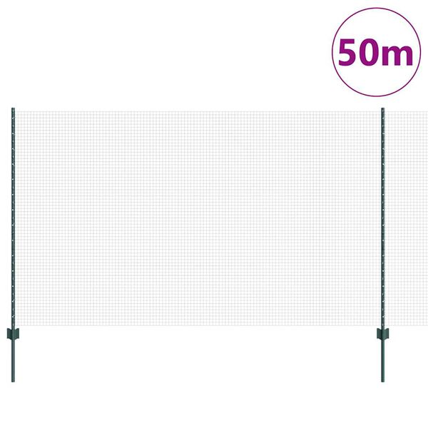 vidaXL Fence with Post Green 4.59 x 164.04 ft Steel and PVC