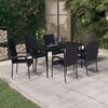 vidaXL Garden Dining Set Black PE rattan, powder-coated steel, glass