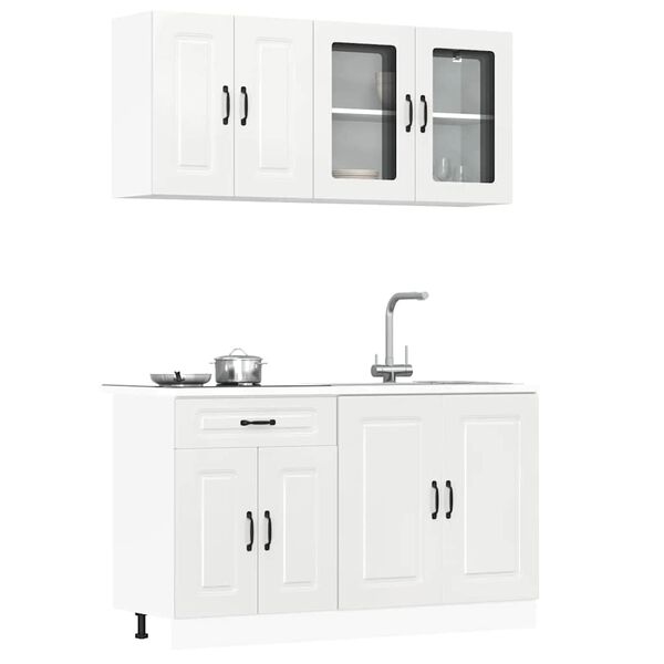 vidaXL Kitchen Cabinet Set High gloss white Engineered wood 4-piece set