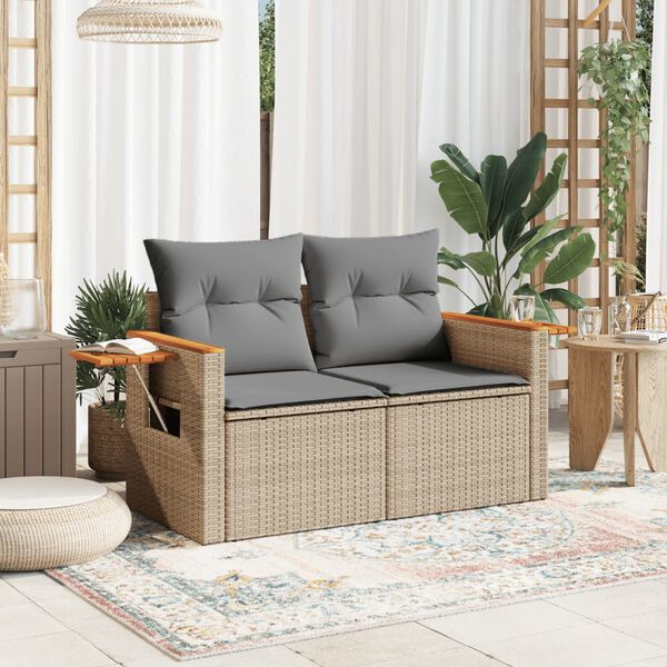 vidaXL Garden Sofa Beige, Light Grey