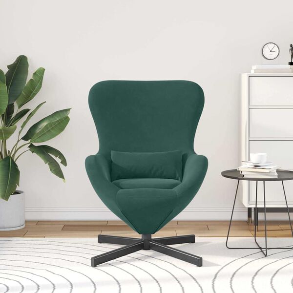 vidaXL Egg Chair Dark Green 24.80 x 28.74 x 35.43 in Velvet