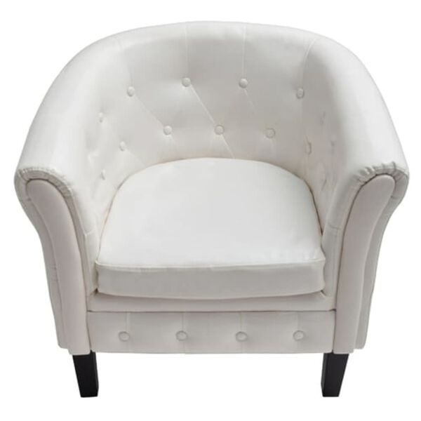 vidaXL Tub Chair White Faux Leather