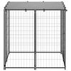 vidaXL Dog Kennel Black and Silver Grey Powder-coated steel and polyethylene
