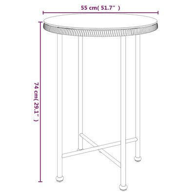 vidaXL Dining Table Ø21.7" Tempered Glass and Steel