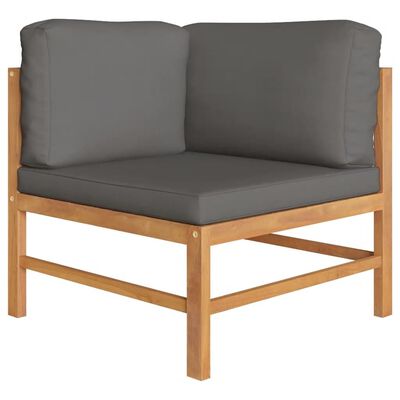 vidaXL Corner Sofas 2 pcs with Dark Gray Cushions Solid Teak Wood