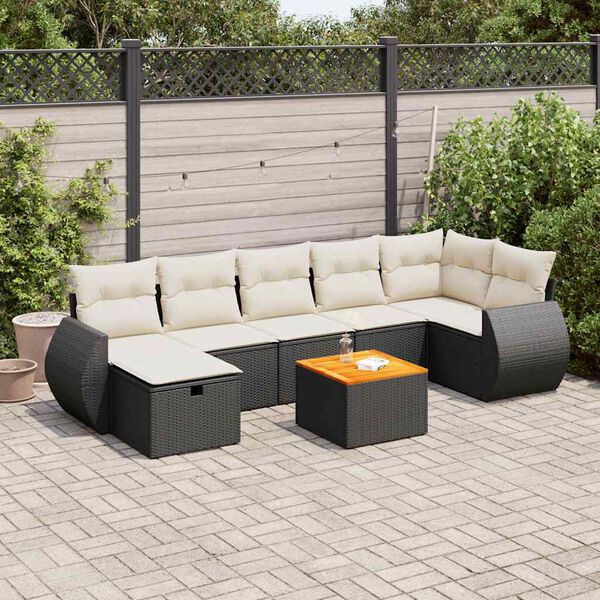vidaXL Garden Sofa Set Black, Cream White