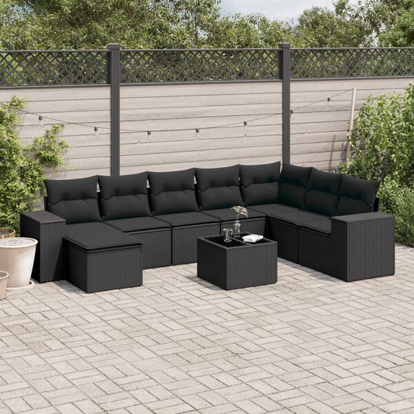 vidaXL Garden Sofa Set Black