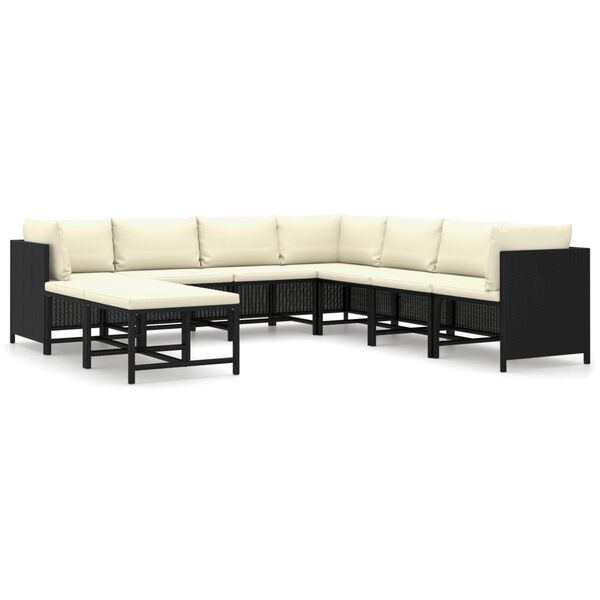 vidaXL Garden Lounge Set Black/Cream White