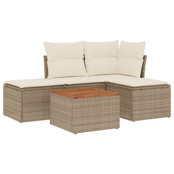 vidaXL Garden Sofa Set Beige PE rattan, powder-coated steel Medium