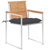 vidaXL Patio Chairs with Cushions 2 pcs Solid Teak Wood and Steel