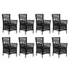 vidaXL Dining Set Black, Dark Grey PE rattan, Steel, Tempered Glass Large