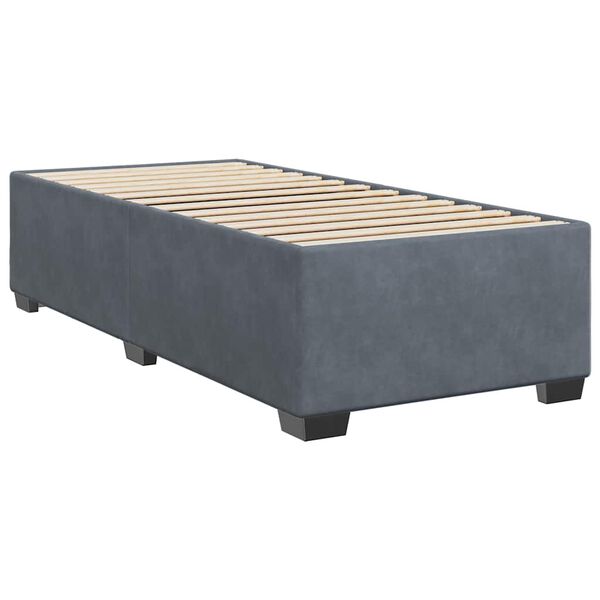 vidaXL Bed Frame Dark Grey Velvet, Plywood, Engineered Wood Twin XL
