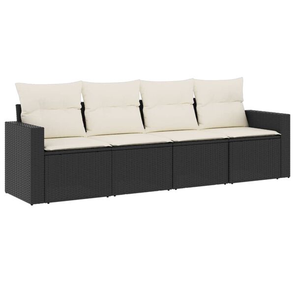 vidaXL Garden Sofa Set Black, Cream White