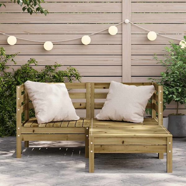 vidaXL Garden Sofa Natural Wood Solid Pine Wood Medium Modular