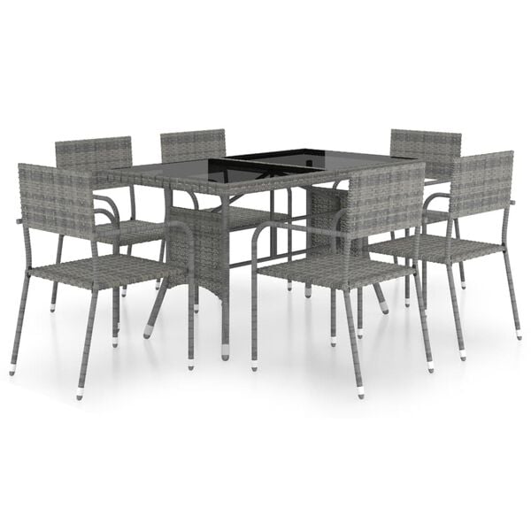vidaXL Garden Dining Set Anthracite and Grey PE rattan, steel, glass