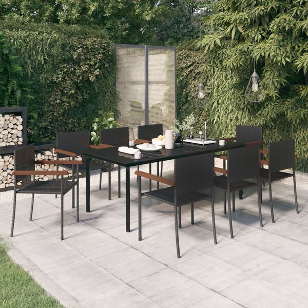 vidaXL Garden Dining Set Black