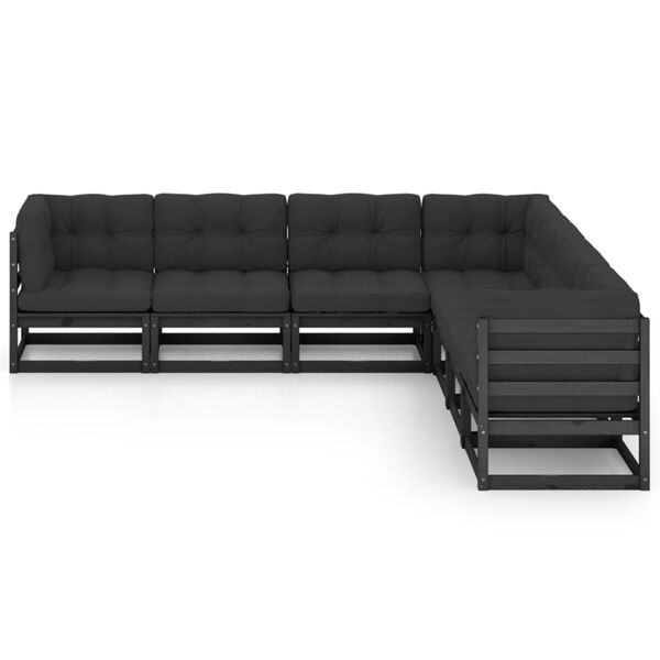 vidaXL Garden Lounge Set Black Solid Pine Wood Large Modular