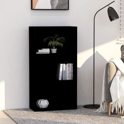 vidaXL 3-Tier Book Cabinet Black 23.6"x11.8"x44.9" Engineered Wood