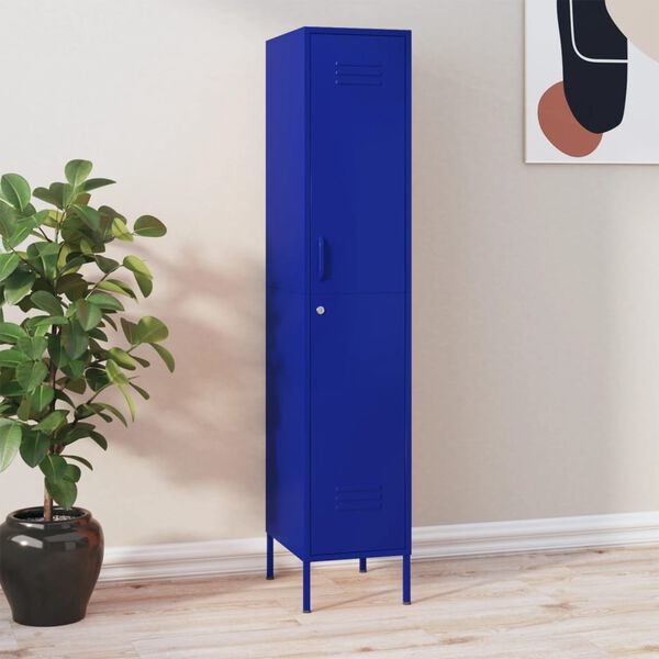 vidaXL Locker Cabinet Navy Blue Steel Locker Cabinet Rectangular