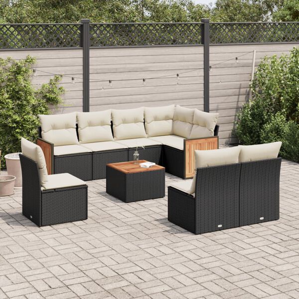 vidaXL Garden Sofa Set Black, Cream White