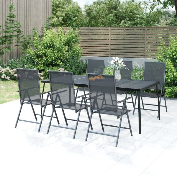 vidaXL Garden Dining Set Anthracite Powder-Coated Steel