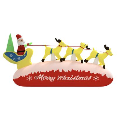 vidaXL Christmas Inflatable Santa and Reindeer Decoration LED 57.1"