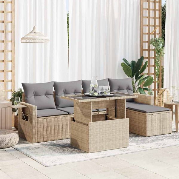 vidaXL Garden Sofa Set Beige, Light Grey