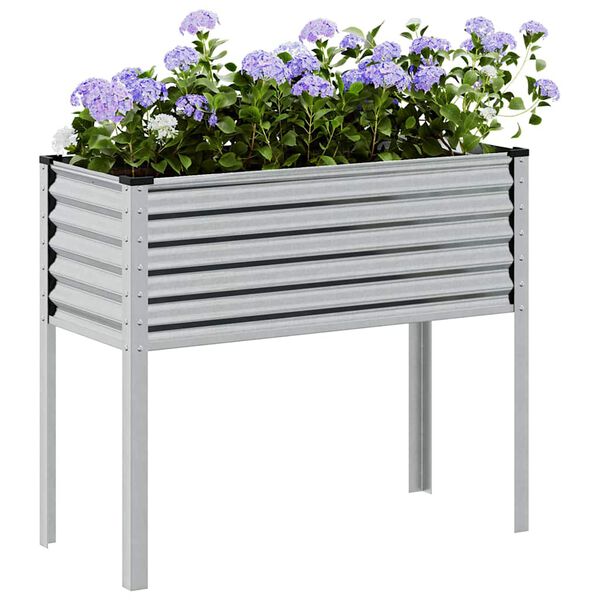 vidaXL Garden Planter Silver Galvanized steel 39.4 x 16.1 x 35.4 in