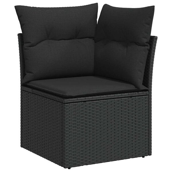 vidaXL Garden Sofa Set Black PE rattan Large Adjustable Armrests