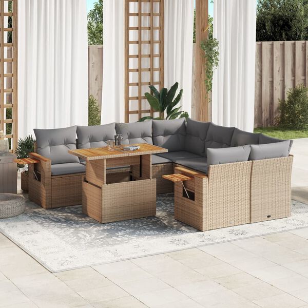 vidaXL Garden Sofa Set Beige and Light Grey