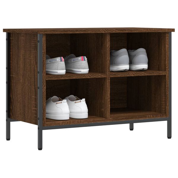 vidaXL Shoe Cabinet Brown Oak Engineered Wood, Powder-Coated Steel Medium