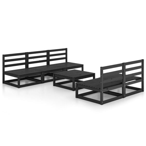 vidaXL Garden Lounge Set Black Solid Pinewood Medium Modular