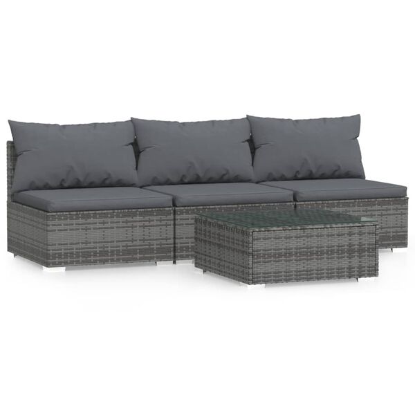 vidaXL Garden Lounge Set Grey PE rattan Medium Modular