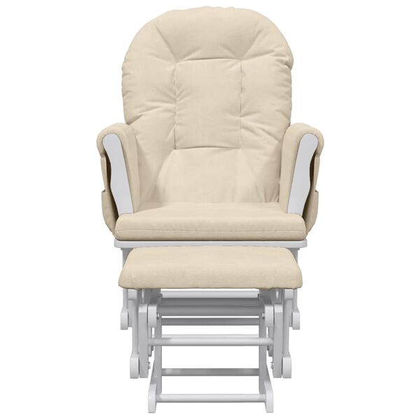 vidaXL Glider Chair With Stool Cream White Fabric (100% polyester)
