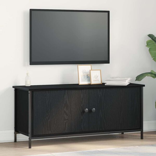 vidaXL TV Cabinet Black Oak 39.37 x 13.78 x 17.72 in Engineered Wood