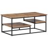 vidaXL Coffee Table Teak and Black Solid Reclaimed Teak, Iron Medium