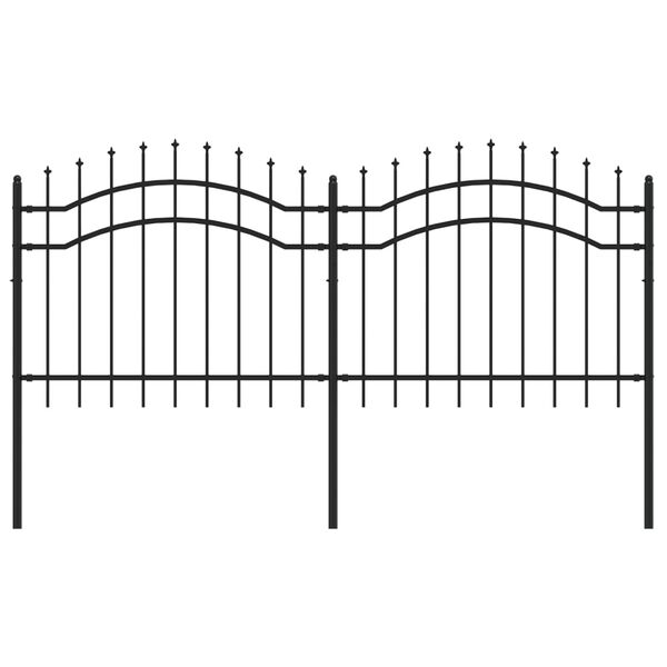 vidaXL Garden Fence with Spear Top Black 94.5x39.4" Powder-coated Steel