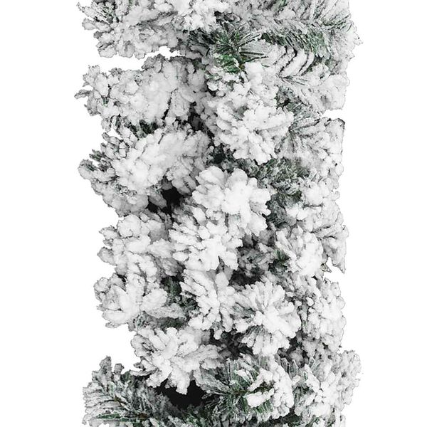 vidaXL Christmas Garland Green with white flocked snow PVC 32.8 ft length