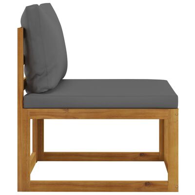 vidaXL Sectional Middle Sofa & Dark Gray Cushion Solid Acacia Wood