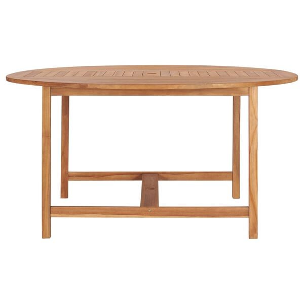 vidaXL Dining Table Natural Teak Solid Teak Wood Large Heavy Duty