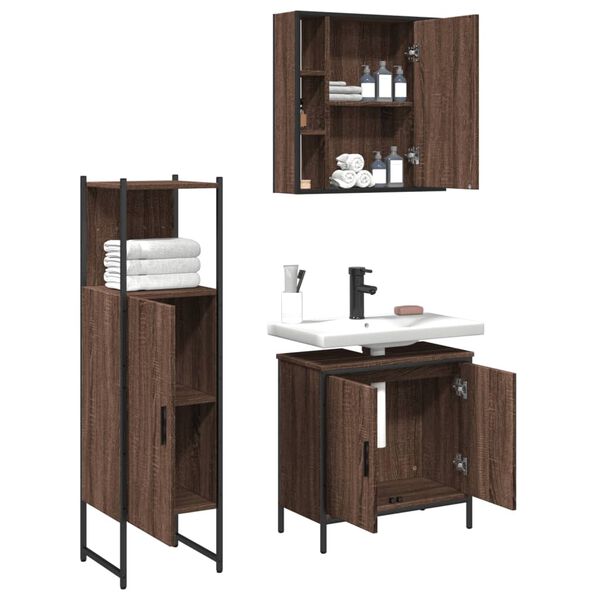 vidaXL Bathroom Cabinet Set Brown oak