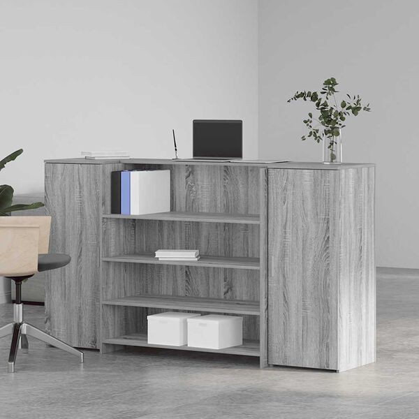 vidaXL Reception Desk Grey Sonoma Engineered wood Large Reception Desk