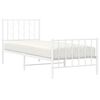 vidaXL Bed Frame White Steel Twin Bed Frame Rectangular Traditional