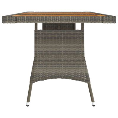 vidaXL Patio Table Gray 63"x27.6"x28.3" Poly Rattan & Solid Acacia Wood
