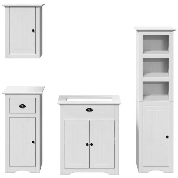 vidaXL Bathroom Furniture Set White Solid pinewood and engineered wood