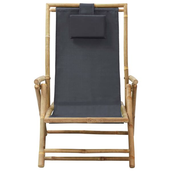 vidaXL Relaxing Chair Dark grey Bamboo, Polyester Medium