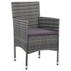 vidaXL Rattan Chair Set of 2 Grey Poly Rattan, Steel Frame Medium